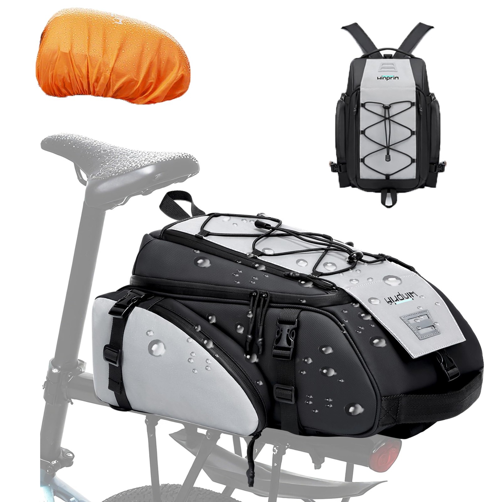 19L Reflective Bike Rack Bag Water Resistant Cycling Pannier Saddle Shoulder ...