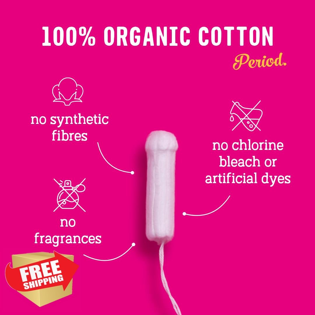 Flo Organic Cotton Tampons Super 64 Pack Bio-Plastic Applicator