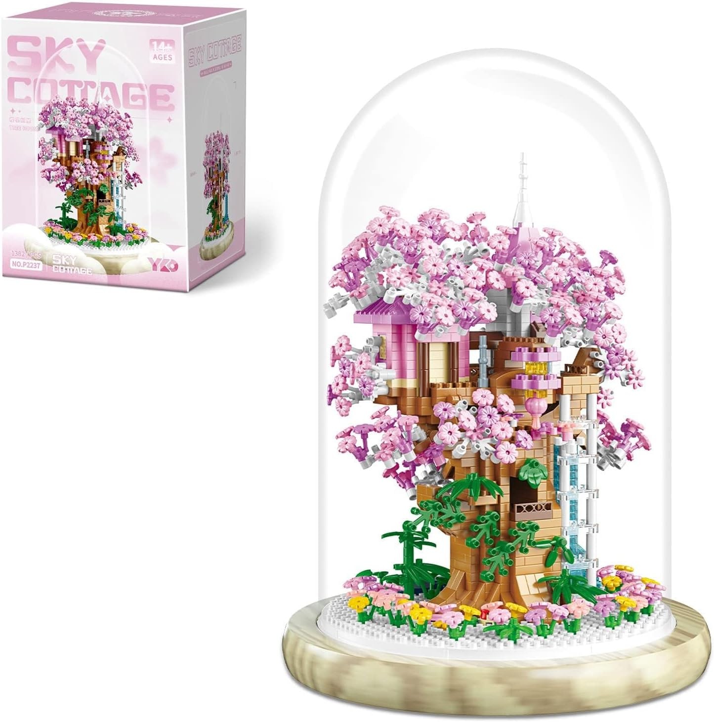Insgen Cherry Blossom Bonsai Tree House Building Flowers Set for Adults | 138...