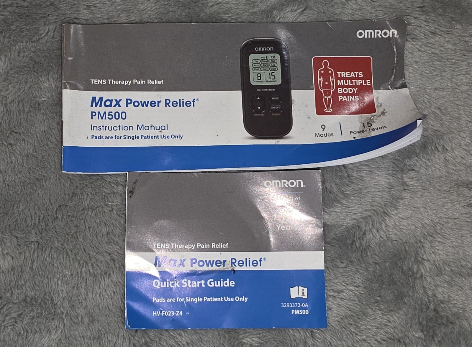 Omron PM500 TENS Unit Pain Relief Device Max Power Therapy Pads Bundle