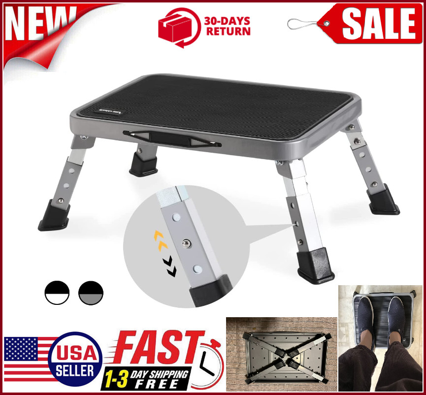 3 Levels Adjustable Folding Step Stool for Kid Adult, Sturdy Metal RV Step Stool