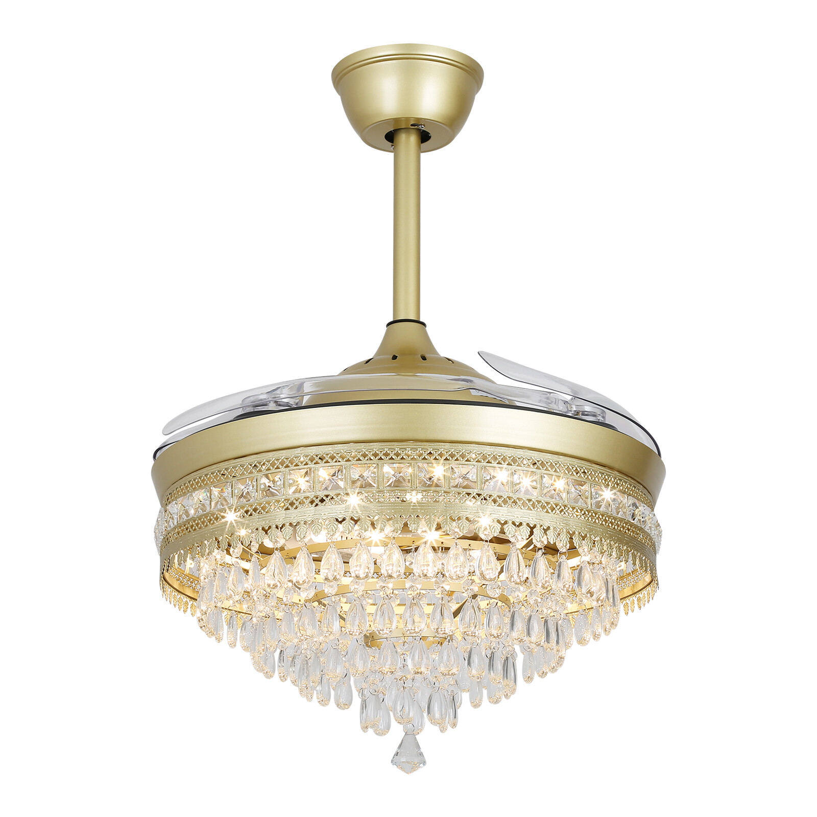 Modern Crystal Ceiling Fan Light with Remote Control and LED IlluminationUS