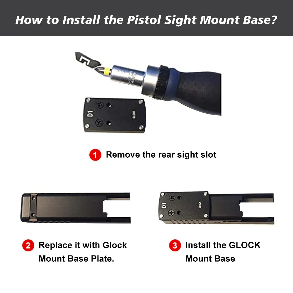Red Win Pistol Sight Mount Bases - Glk, 1911, Sig, Beretta, Springfield, HK