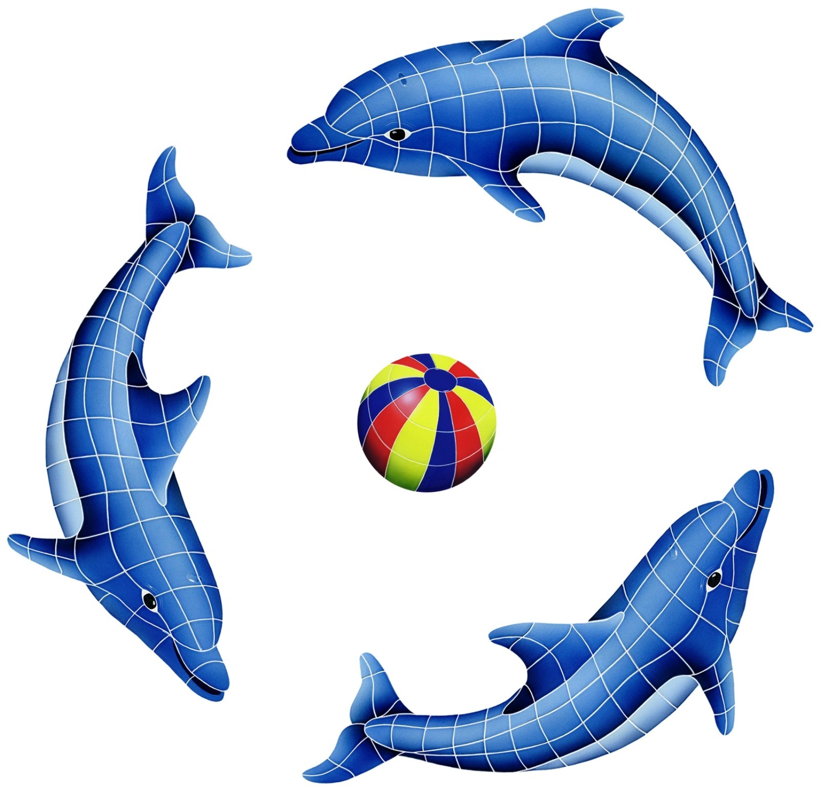 Mosaic Dolphins and Beach Balls for Swimming Pool or Wall  - many choices