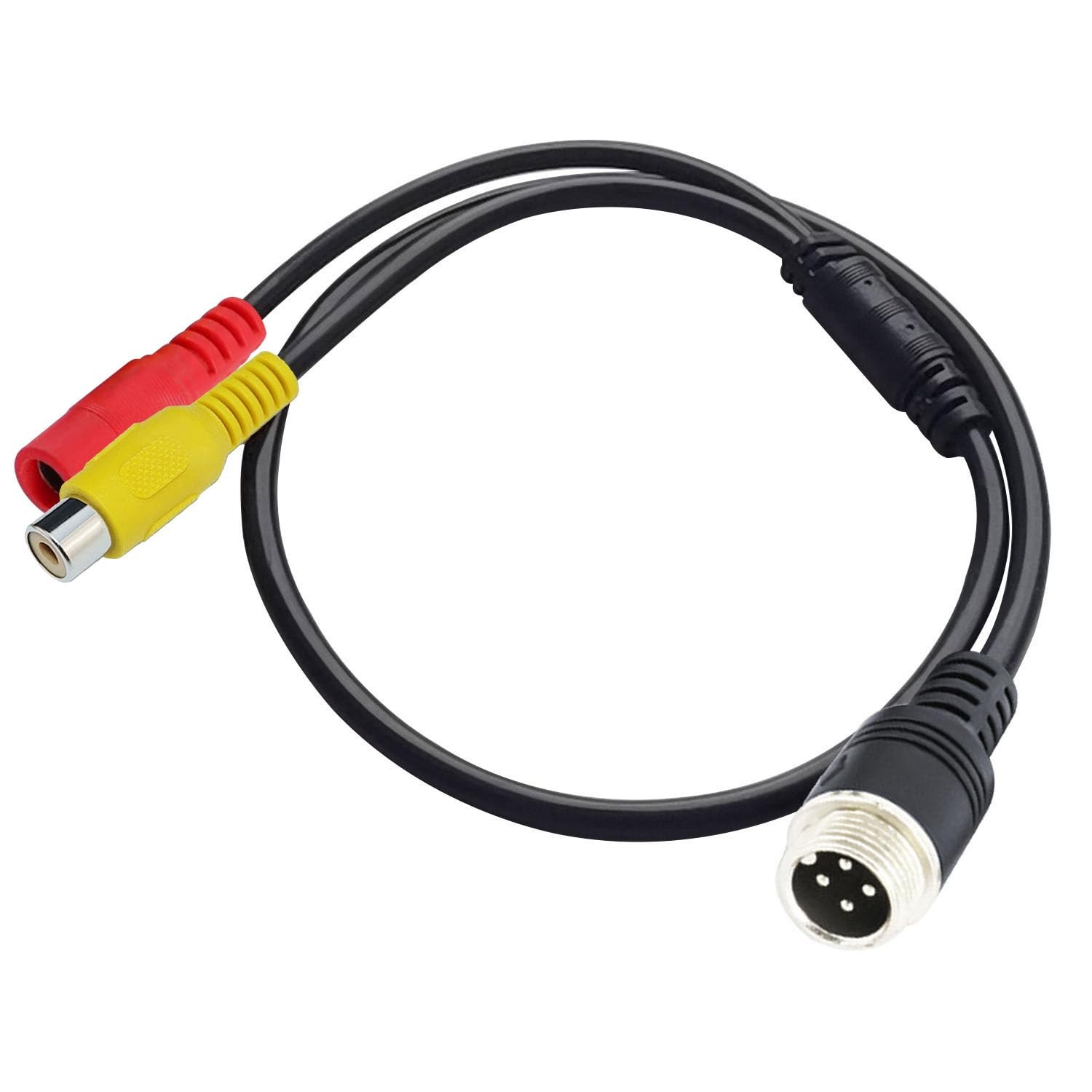 AYECEHI 4 Pin Aviation to RCA Adapter 4 pin Male rca+dc Famale, Black