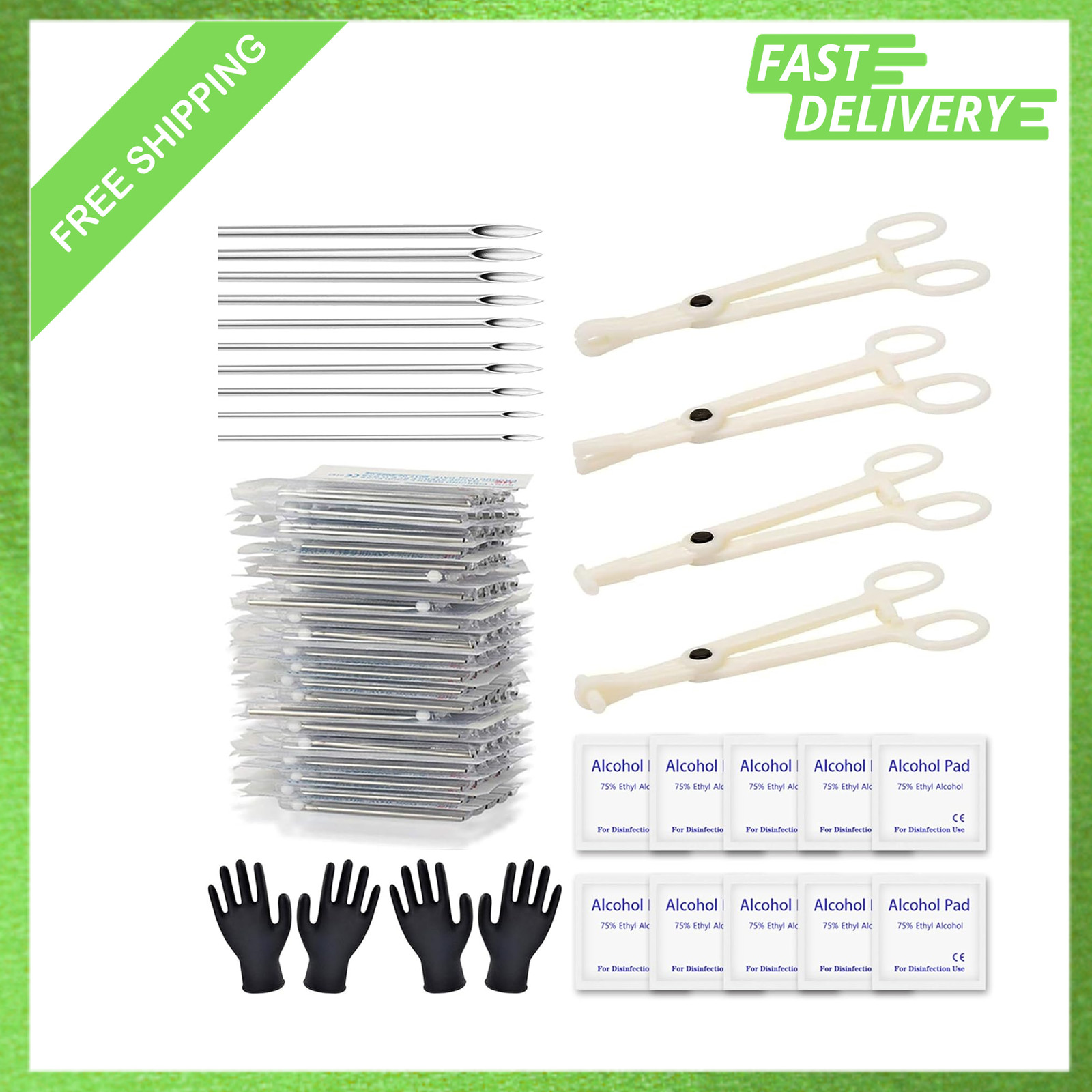 Body Piercing Kit, 43Pcs Professional Piercing Tools, 12G 14G 16G 18G 20G