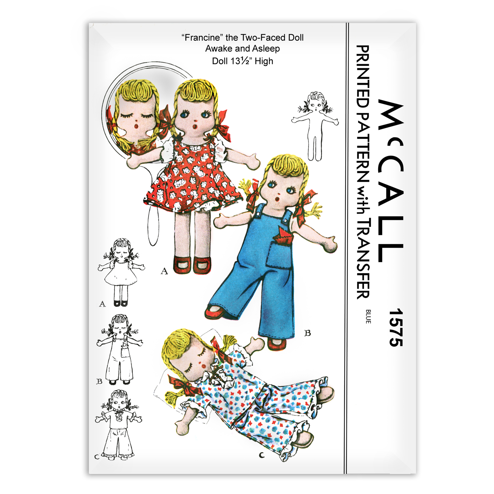 Rag Doll Francine plus Clothes Sewing Pattern McCall 1575 13.5” Cloth Fabric Toy