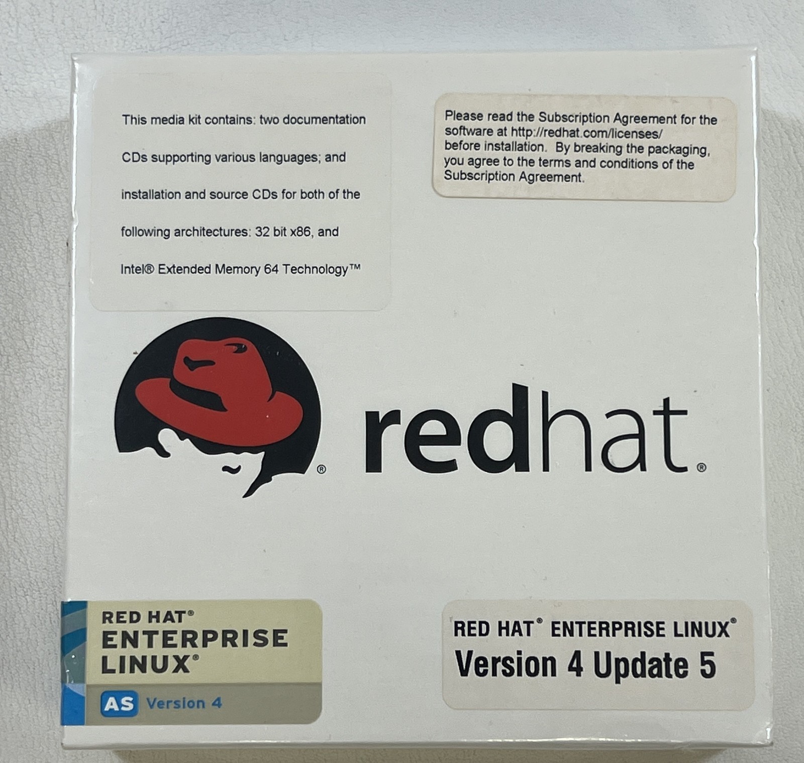 RED HAT ENTERPRISE LINUX VERSION 4 UPDATE 5 _ AS - BRAND NEW SEALED