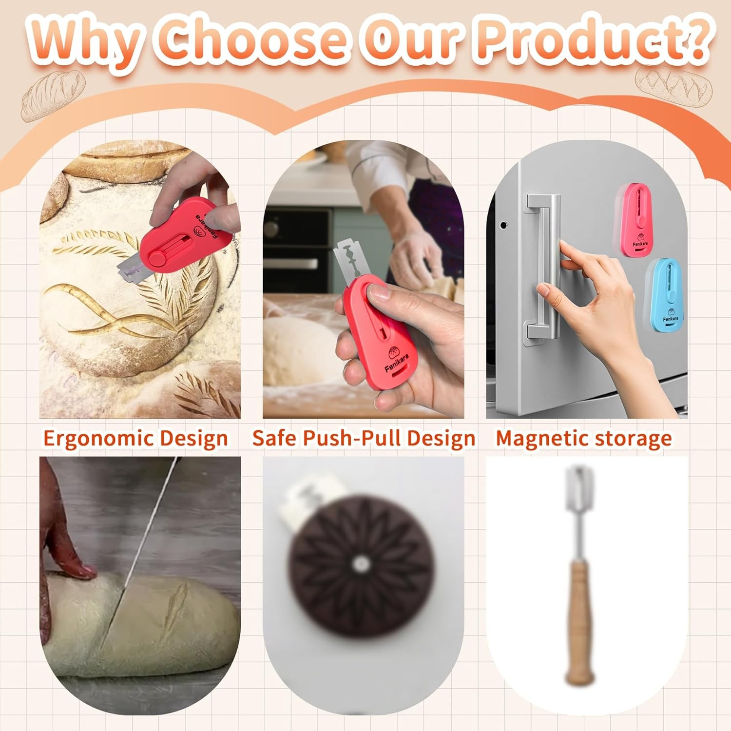 2PCS Upgraded Magnetic Sourdough Scoring Tool & Versatile Bread Scoring Tool- Pr