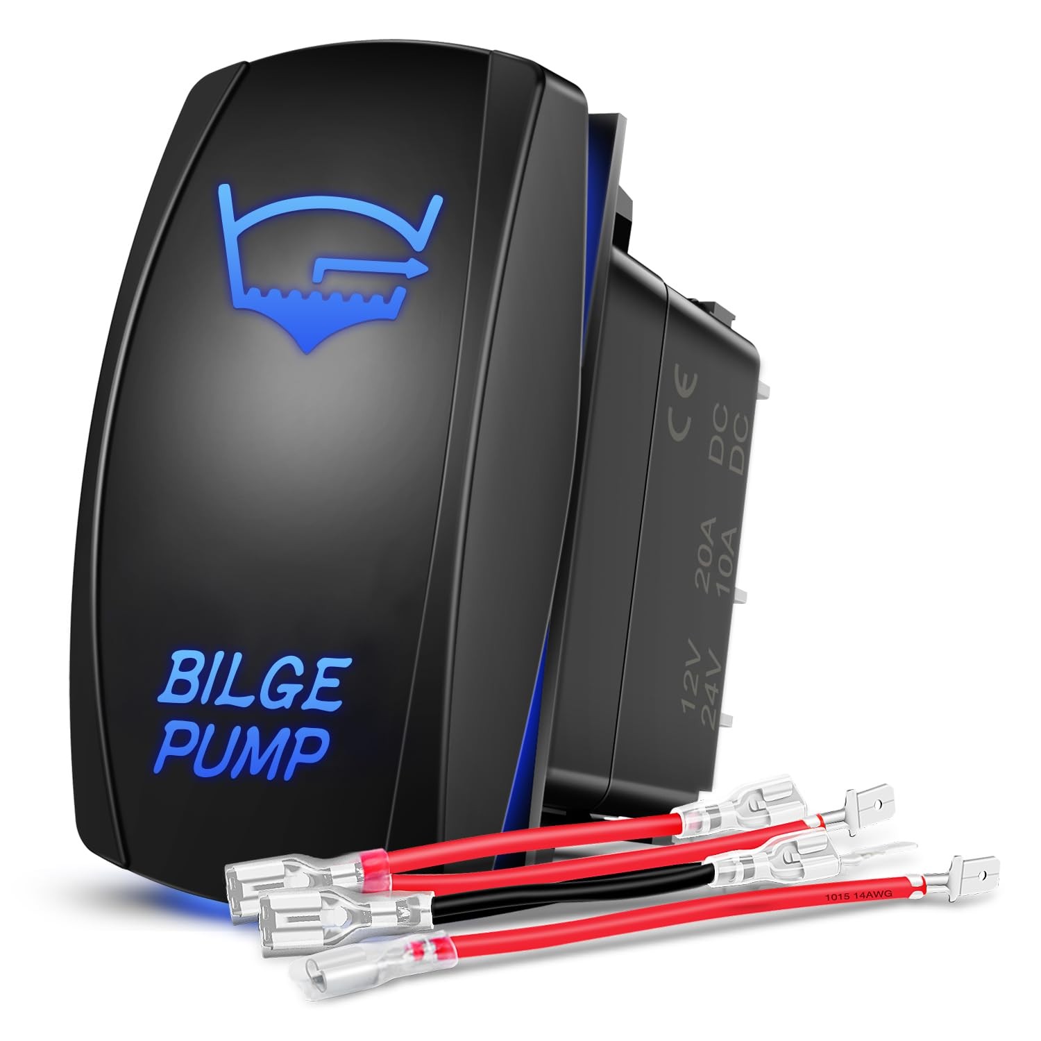 Nilight Bilge Pump Rocker Switch Led Light Bar 5 Pin Laser BILGE PUMP, Blue