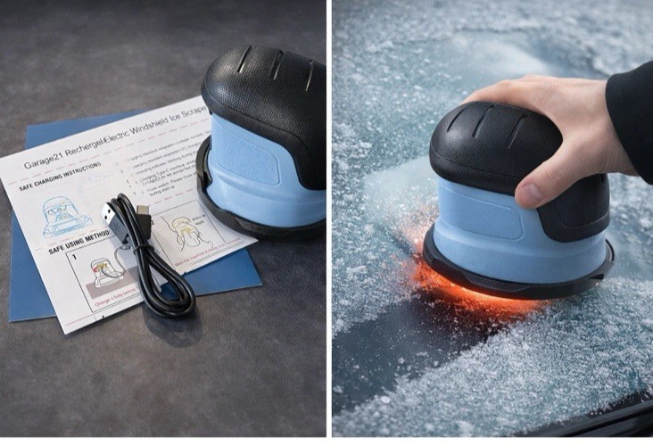 Garage21 Rechargeable Electric Windshield Ice Scraper .  car windows NEW Blue