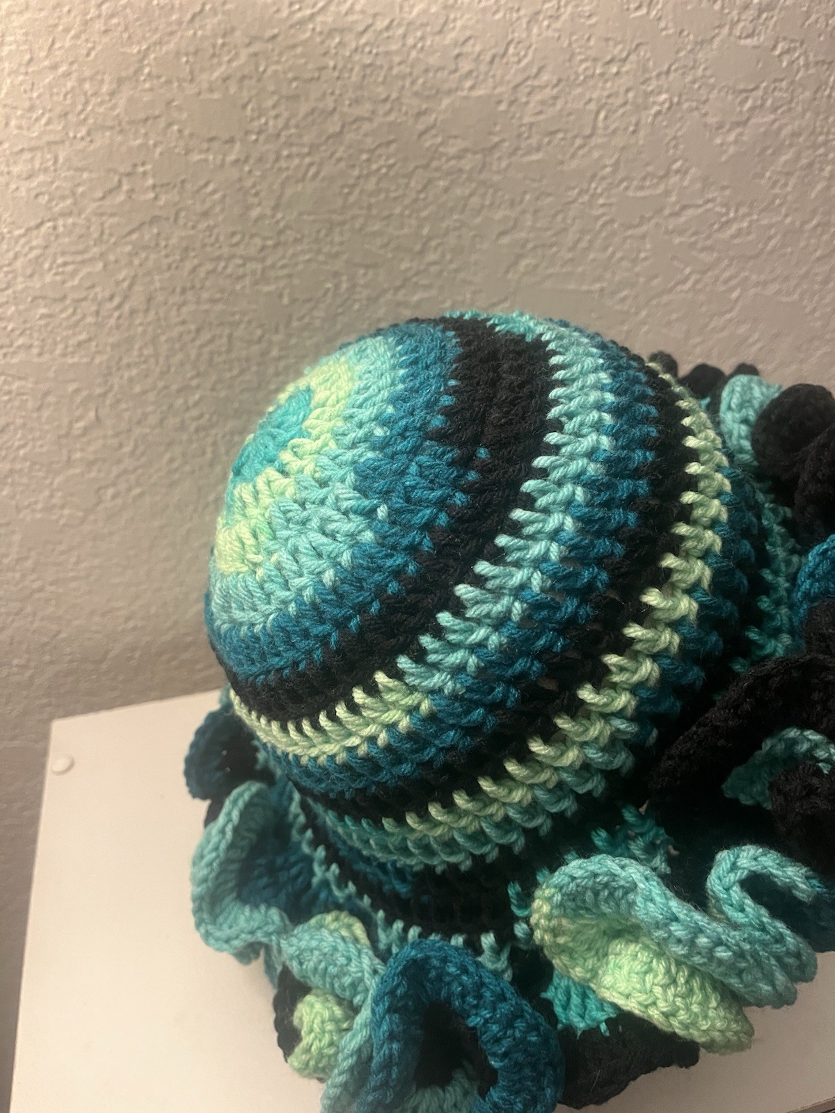 Cute ruffle hat with beautiful mix colors