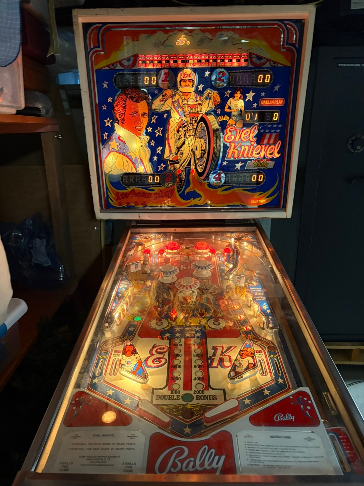 1978 Bally classic Evel Knievel pinball machine that has been fully refurbushed