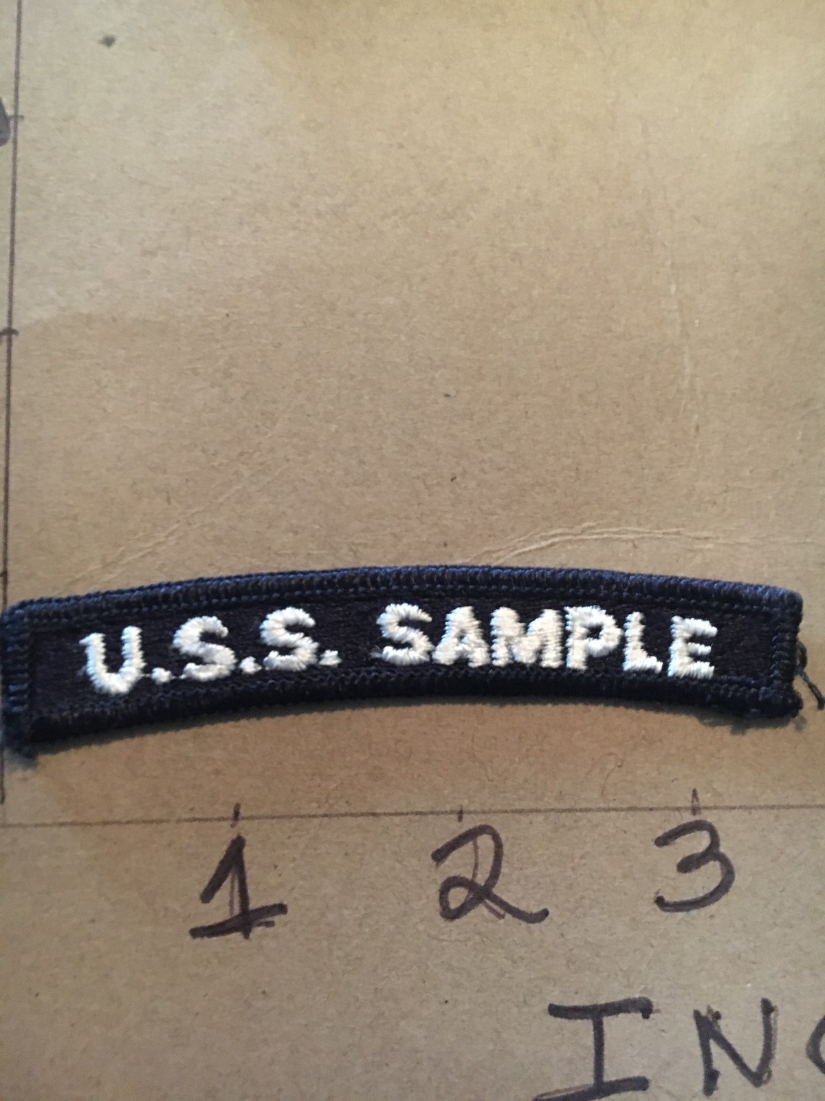 US NAVY SHOULDER STRIP TAB *** rocker *** Patch USS Sample