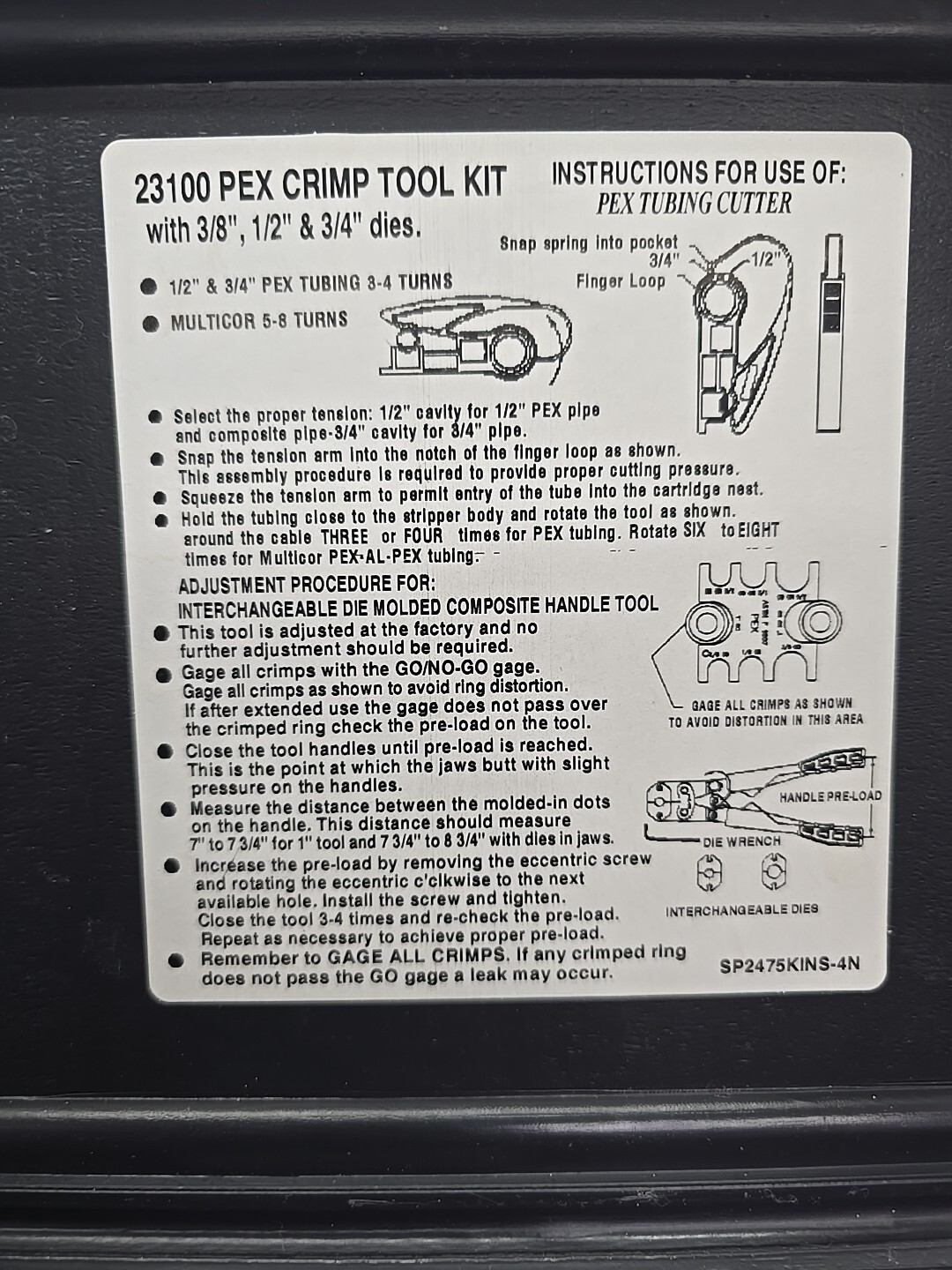 SharkBite 23100 Multi-Head Force 3/8" 1/2" 3/4" 1" PEX Crimp Ring Tool Kit