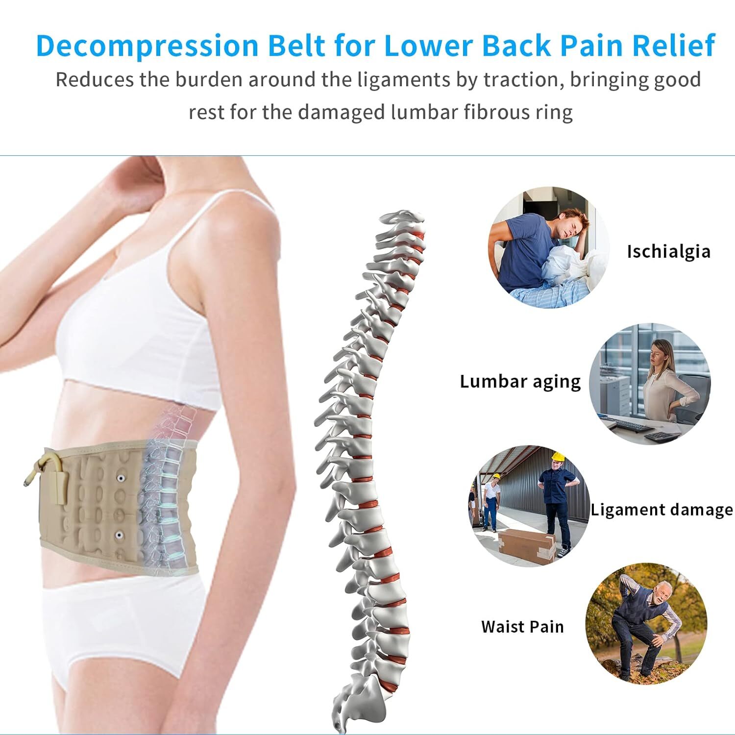 Decompression Brace Lumbar Belt Spinal Support Back Extender Belt Traction Tool