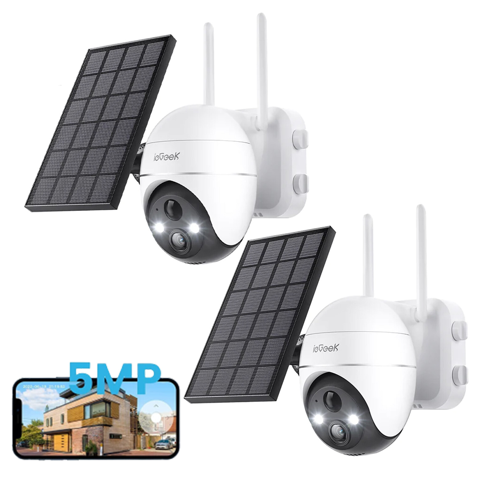 ieGeek 5MP Wireless Outdoor Solar Security Camera Home Wifi Battery CCTV System