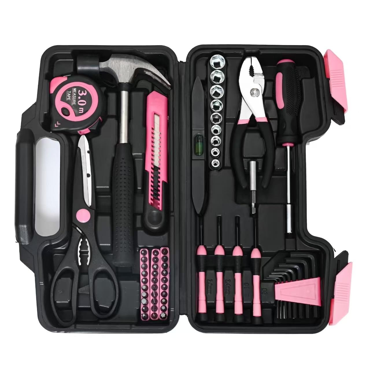 144-Piece Pink Tool Kit Basic Home Repair Tool Set General Household Hand Too...