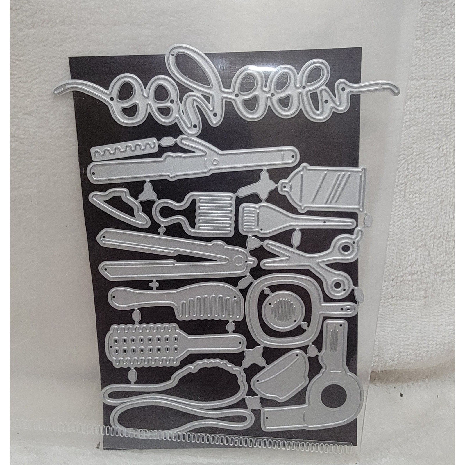 Hairdressing supplies, hairdryer, scissors, barber die-cutting template