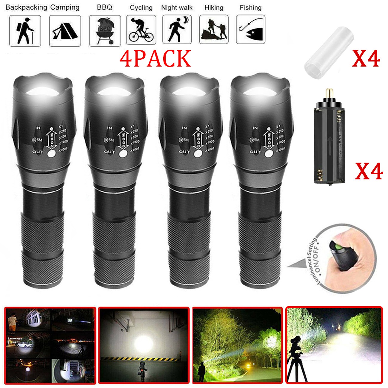 Ultra-Bright 990,000 Lumens LED Flashlight & AAA Holder - Tactical/Camping Torch