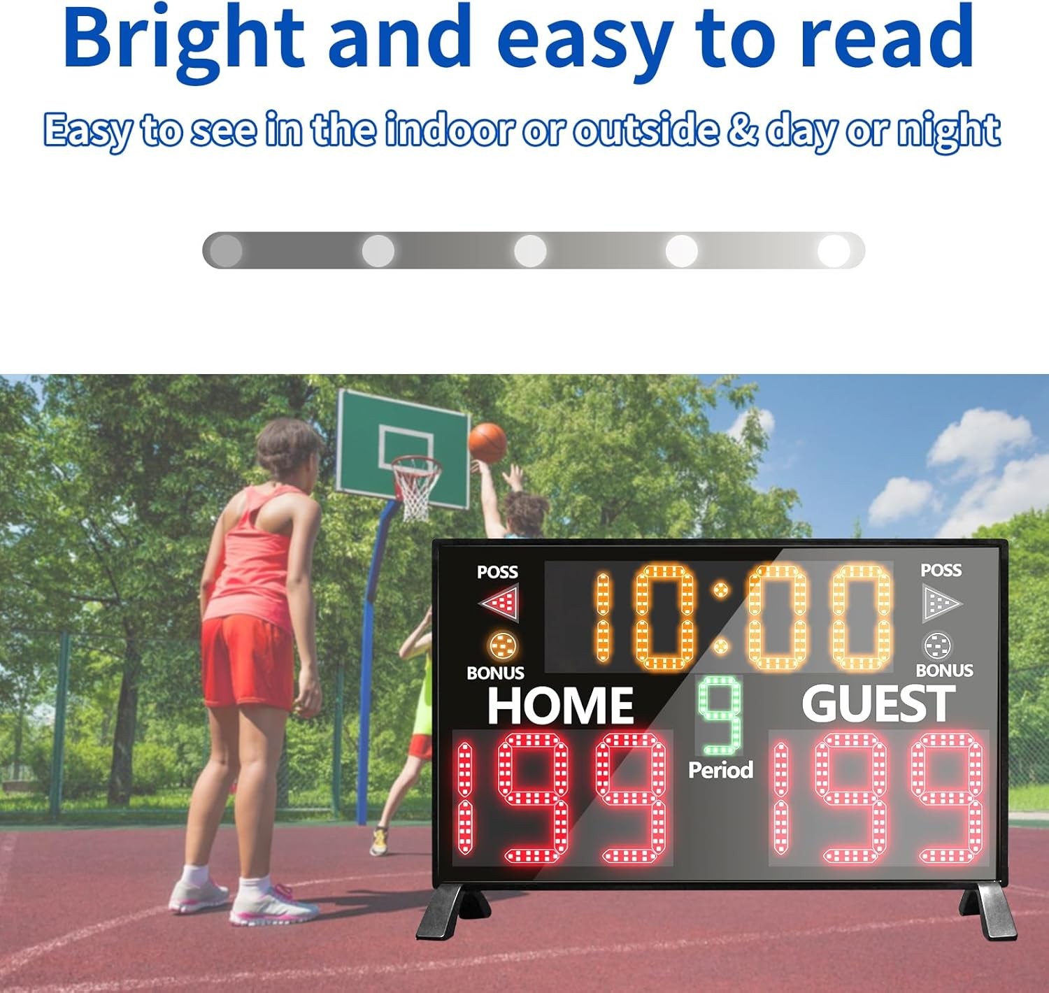 Portable Outdoor Basketball LED Digital Electronic Scoreboard with Timer Clock