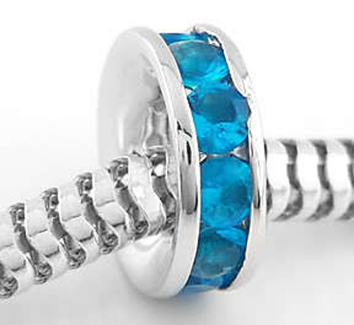 Sterling Silver December Birth Month Cubic Zirconia Spacer Bead