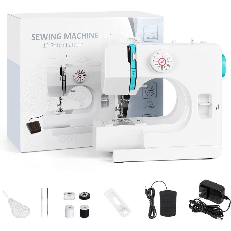 Heavy Duty Household Mending Stitching Machine,Built-in 12 Stitches for Beginner