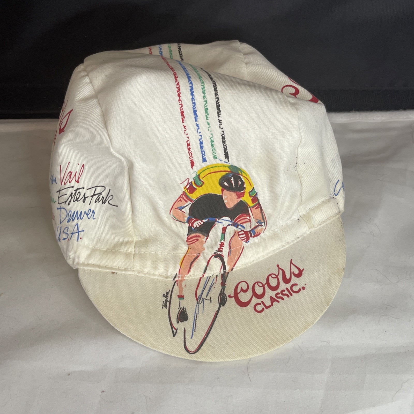 Vintage Coors Classic Cycling Cap Mens One Size White 1986 USA Cap-It-All