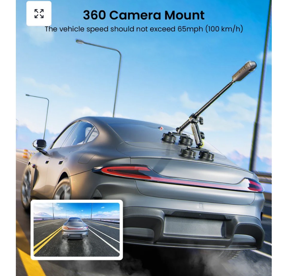 Maectech 4 Suction Cup Car Mount Kit w 360-Degree Adjustable Selfie Stick New