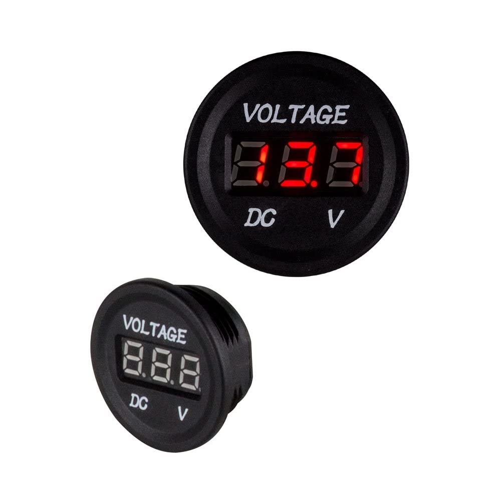 Install Bay IBR56 Blue Digital Mini Voltage Meter Gauge With Mounting Hardware