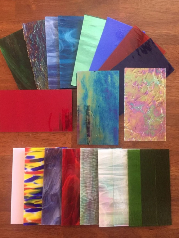Stained Glass Sheet Variety Pack of 10- 7" X 4" Pieces of Premium Glass Freeship