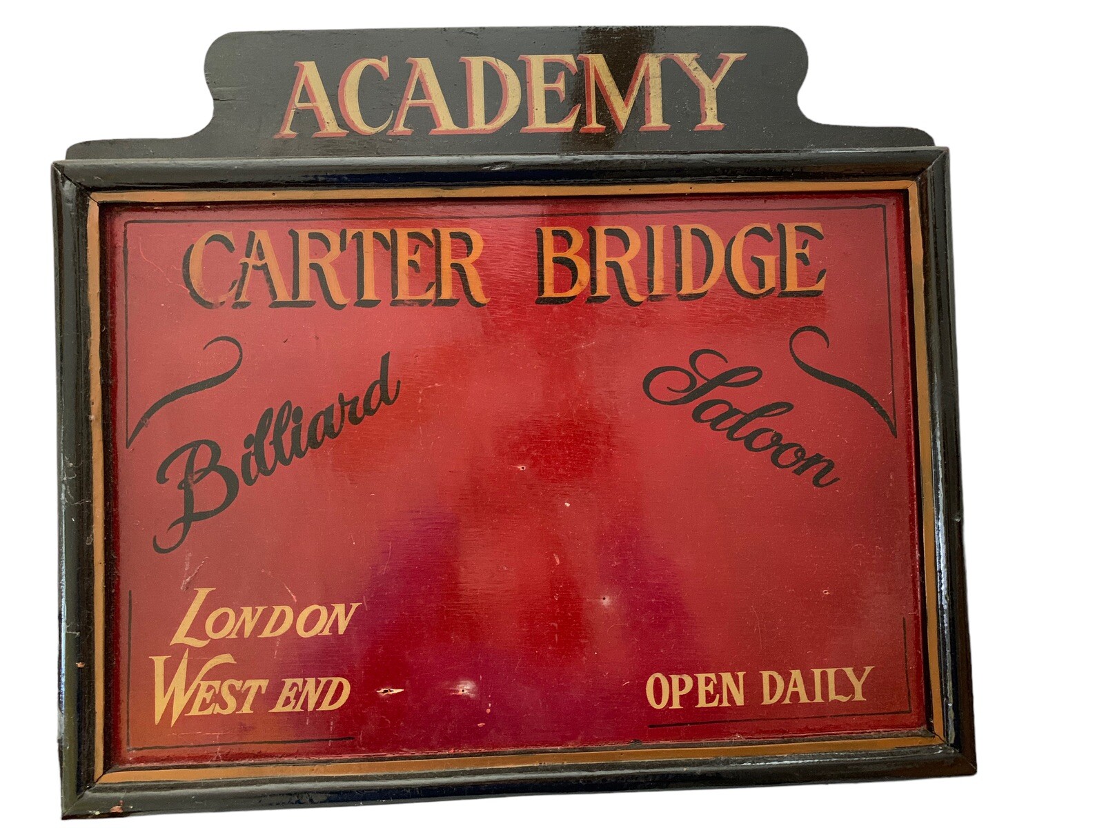 Bar Sign-London West End Billiard Saloon Pool Hall Wood Sign 23x20"Carter Bridge