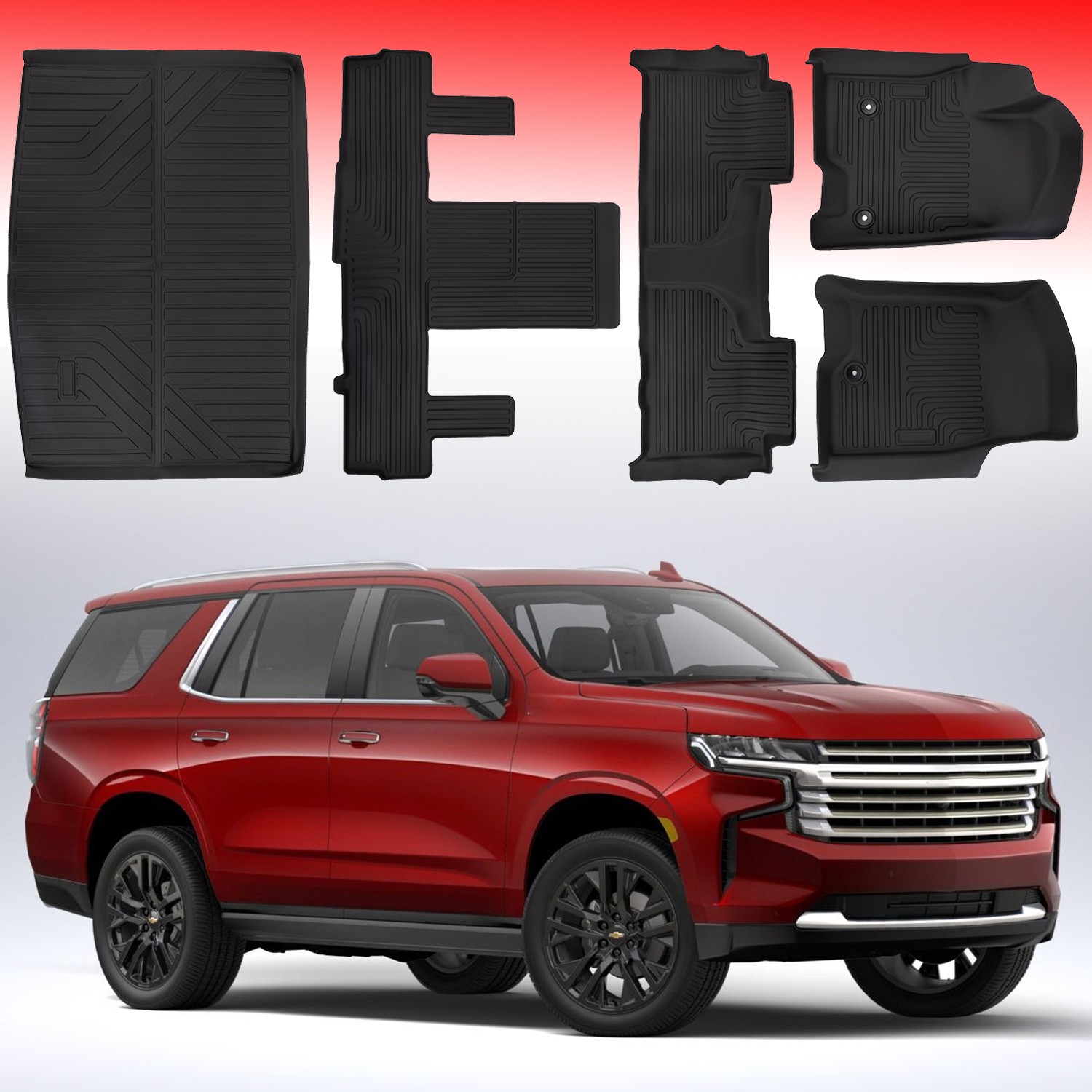 Car Floor Mats Liners Rubber Carpet All Weather For 2021-up GMC Yukon XL