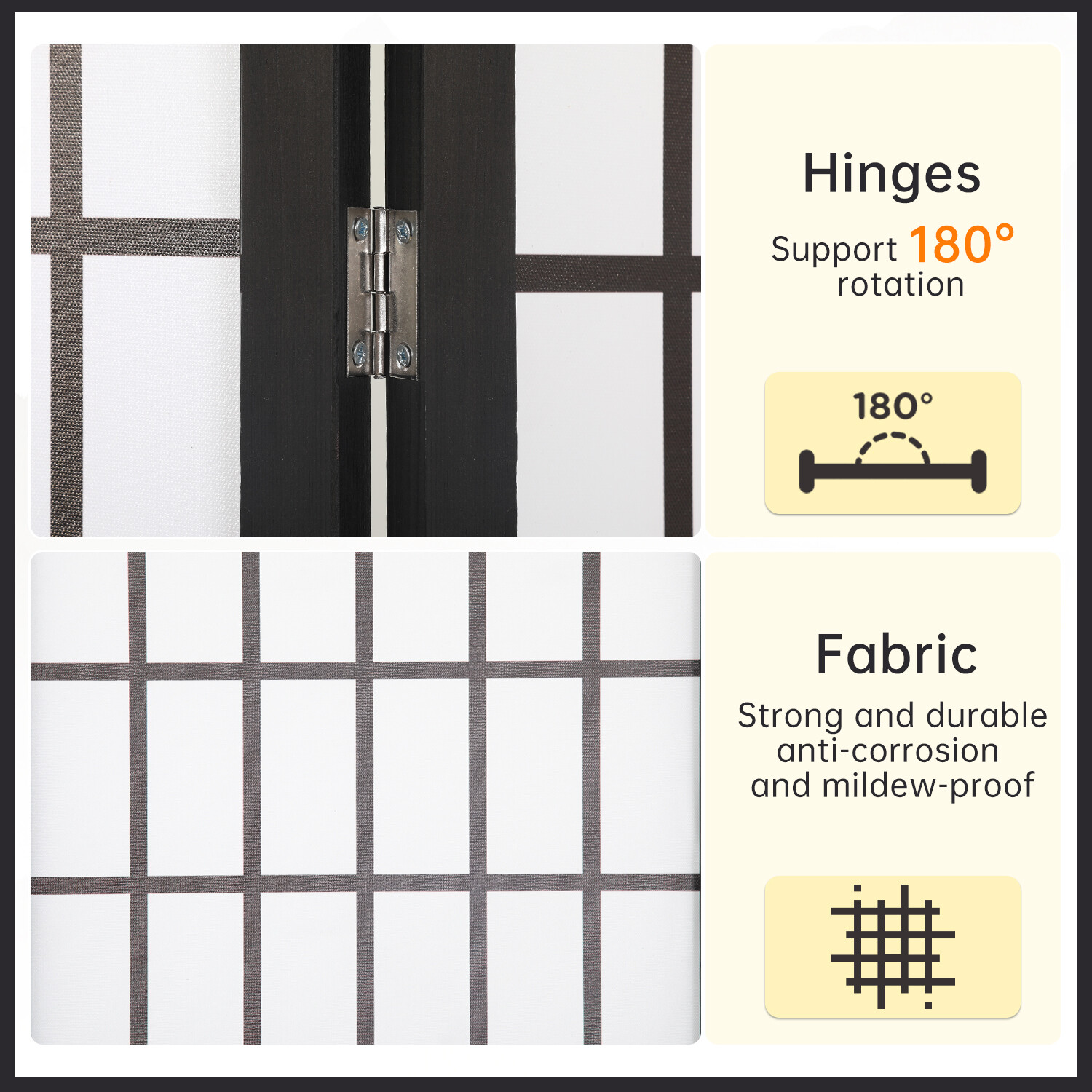 Room Divider 4 Panel Oriental Shoji Screen 6Ft Folding Privacy Divider Wall
