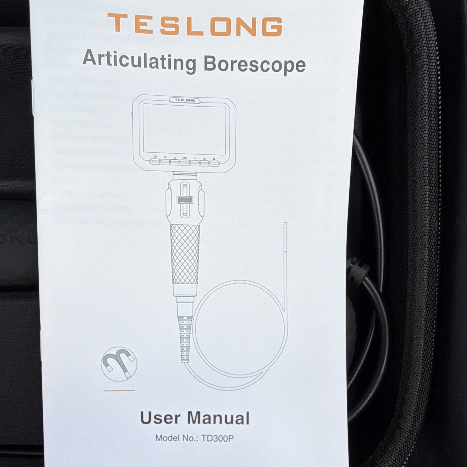 Teslong TD300P Articulating Borescope Inspection Camera LCD Display Flexible