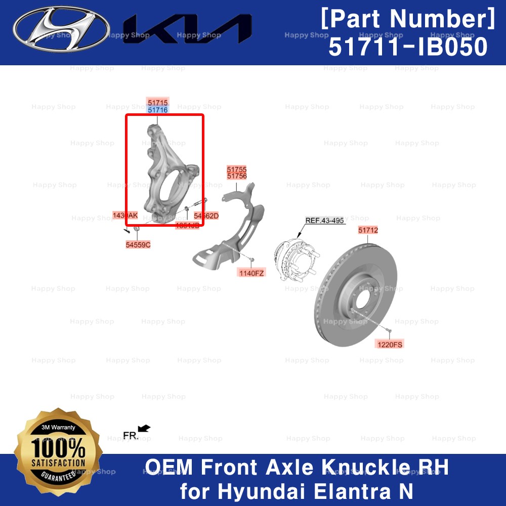 Genuine 51711IB050 Front Axle Knuckle Right Side for Hyundai Elantra N