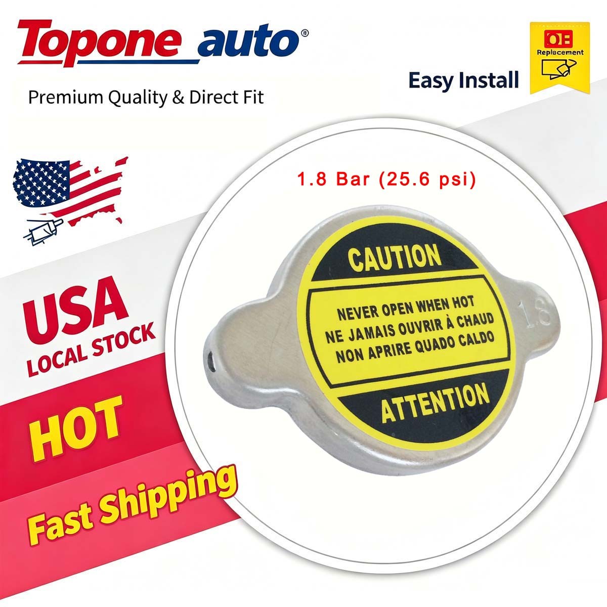 1.8 Bar (25.6 psi) Radiator Cap For Car Motor ATV Honda / Yamaha /Suzuki