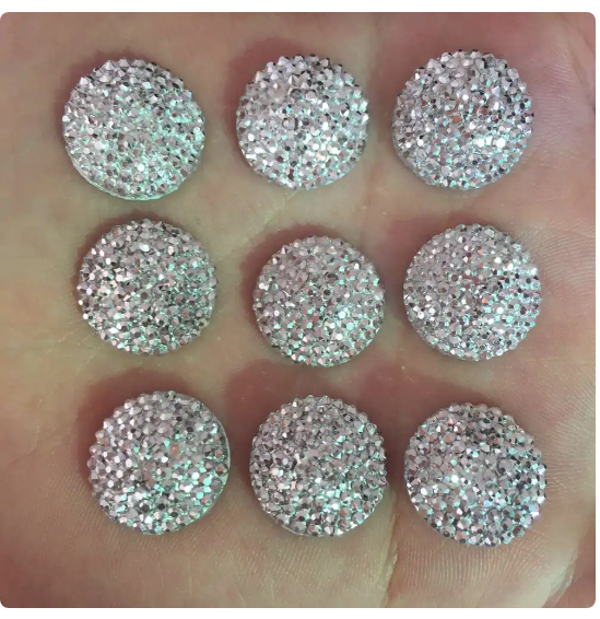 CraftBuddyUS 20pcx16mm Silver Round Resin Convex Flatback Wedding Buttons Craft