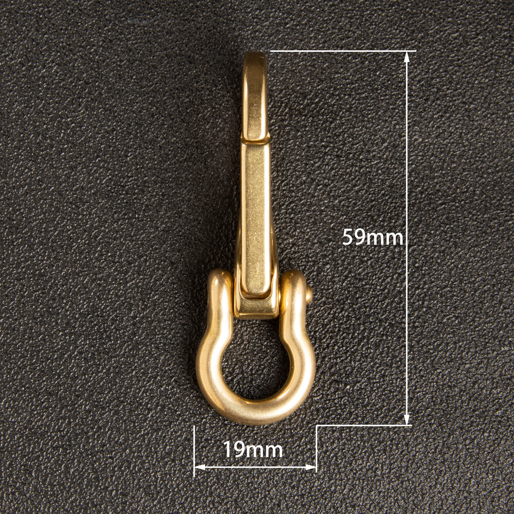 Brass Keychain Clip Detachable U Shackle for Fob Wallet Chain Accessory