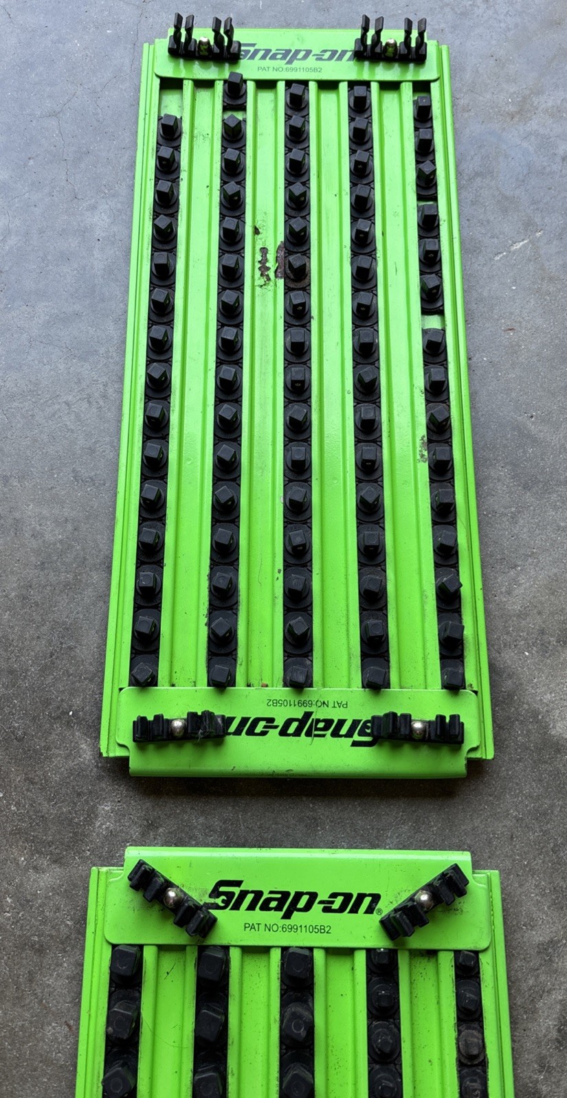 (2) Snap-On Tools 20” Combination Drive Lock-A-Socket Tray Green