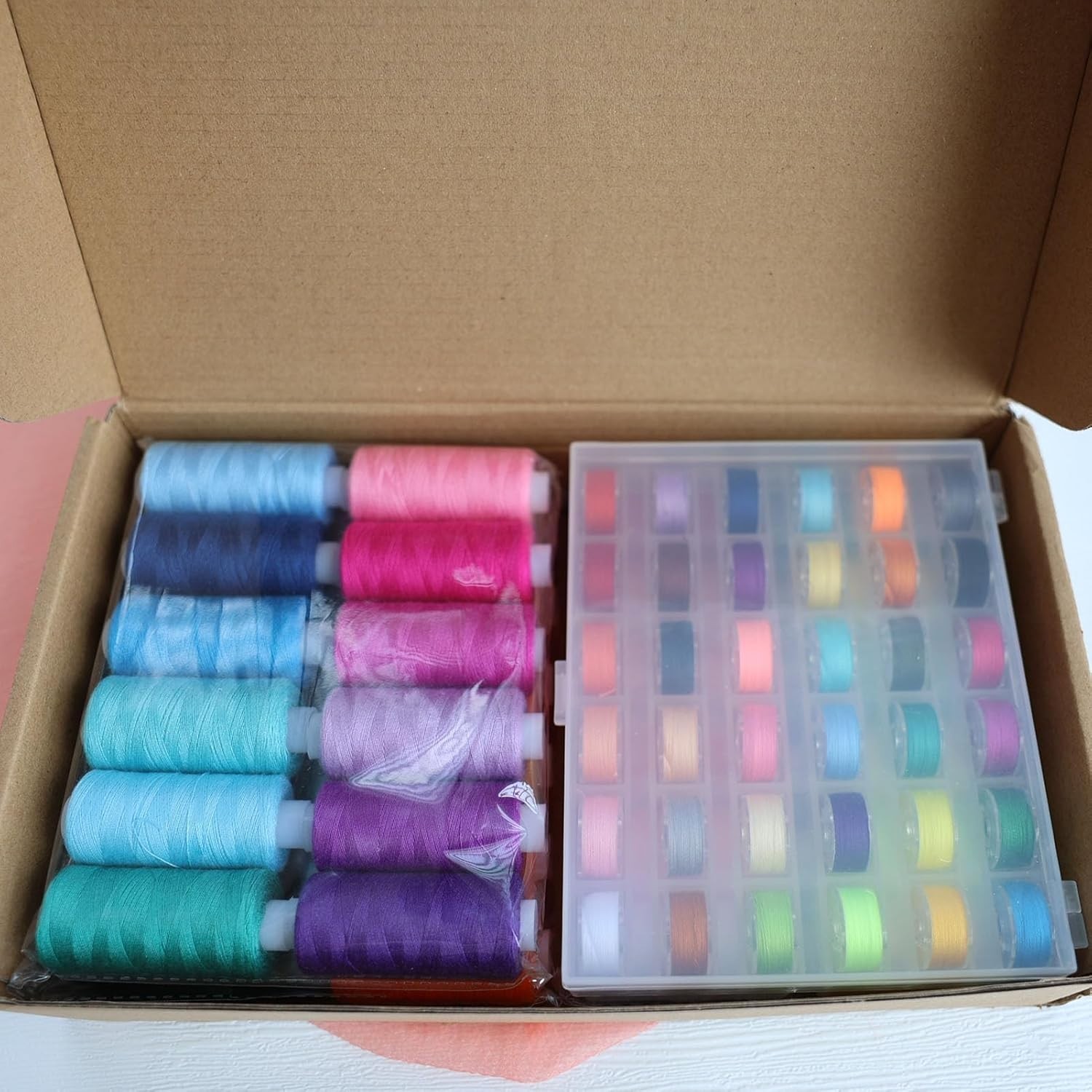 72 PCS Sewing Thread Assortment, 36 Colors Polyester Thread with Bobbin Set