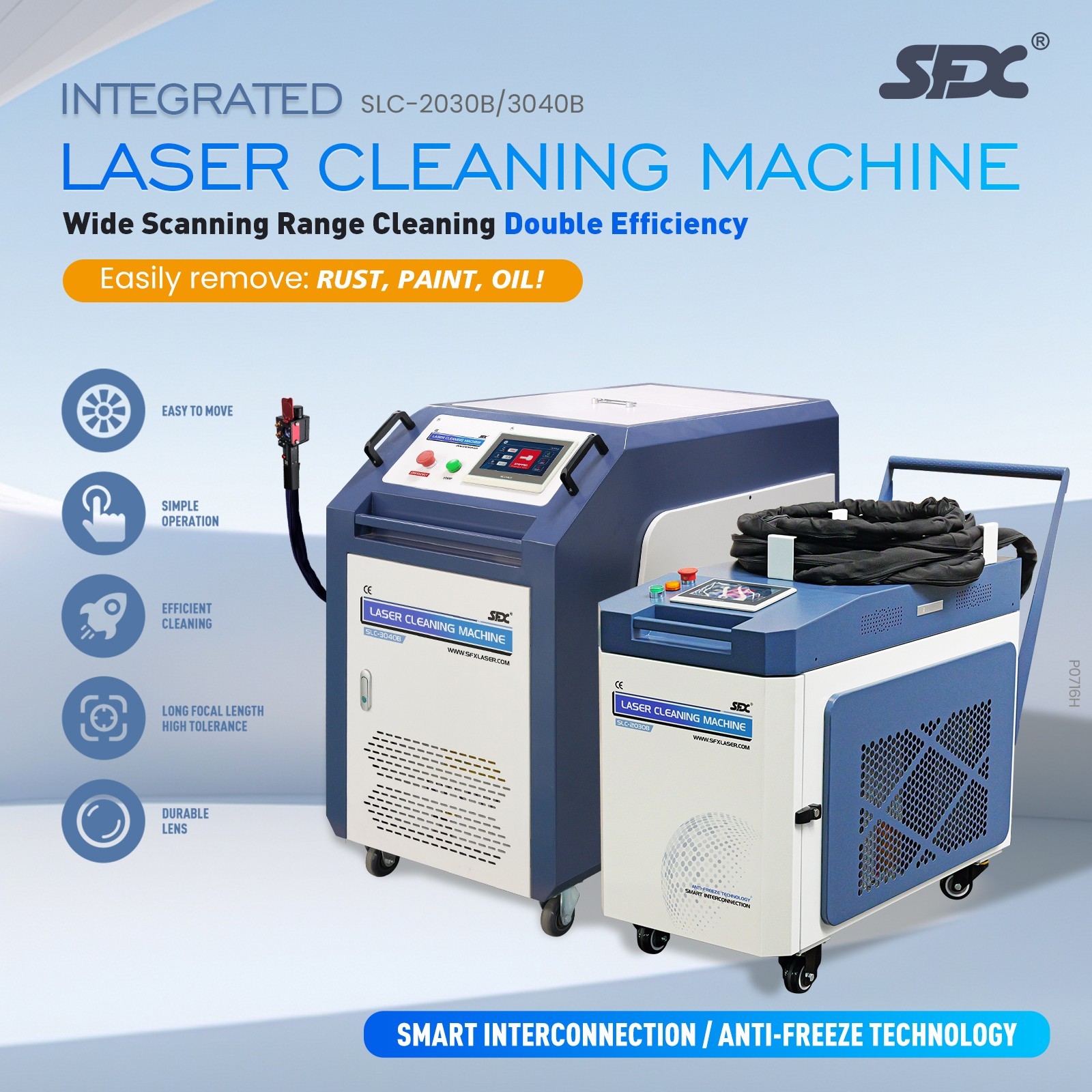 Used SFX 2000W Integrated Laser Cleaning Machine for Metal Rust and Paint Remova