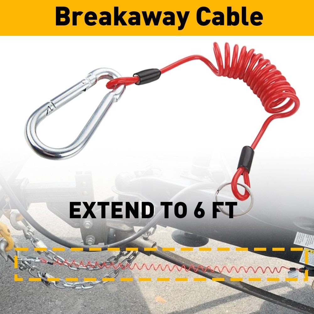 Trailer Breakaway 6ft Coiled Cable Safety Cables For Fits RV Trailer boat US