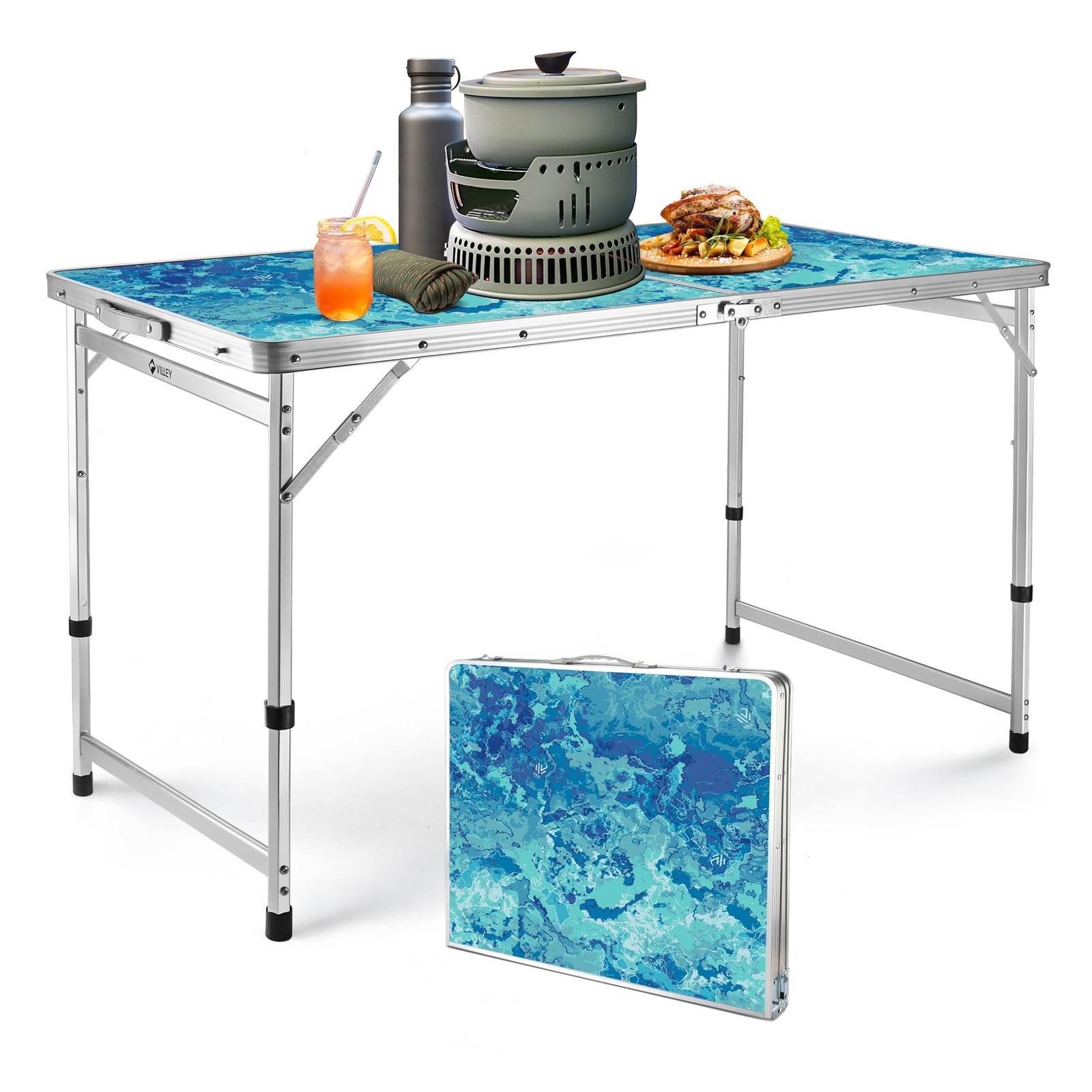 Folding Camping Table 4FT, Portable Small Picnic Table