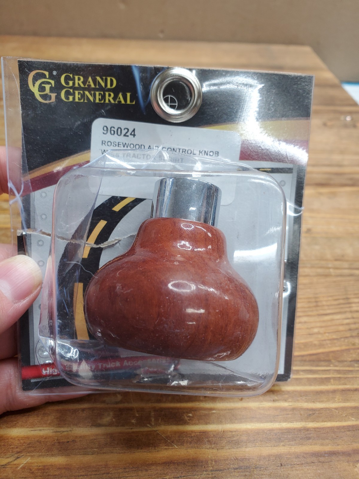GRAND GENERAL GGA 96025 ROSEWOOD SCREW-IN AIR CONTROL KNOB WITH CHROME RIM AND