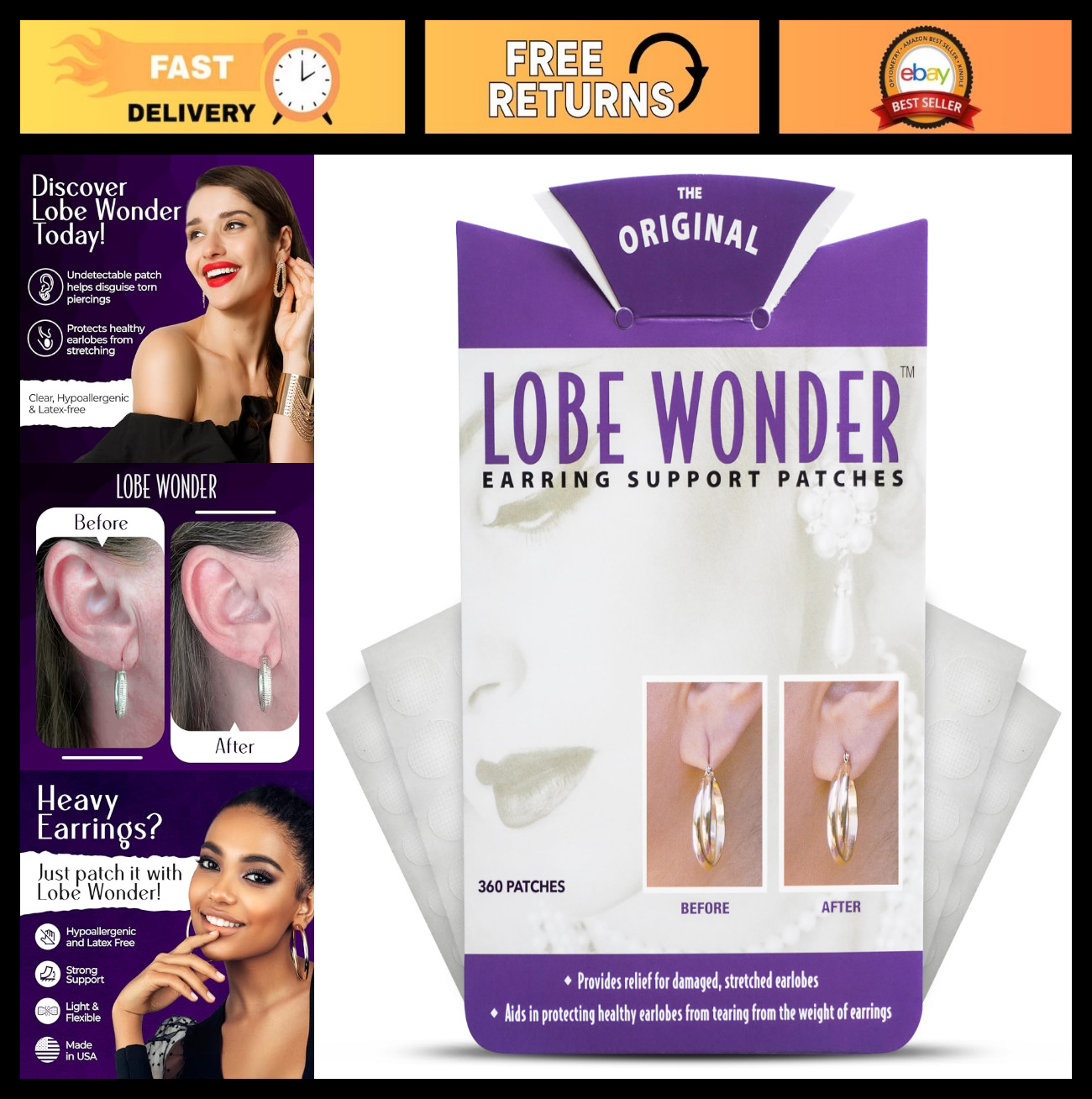 Ear Lobe Support Patches for Pierced Ears - Repair Torn Stretched Piercings - 36