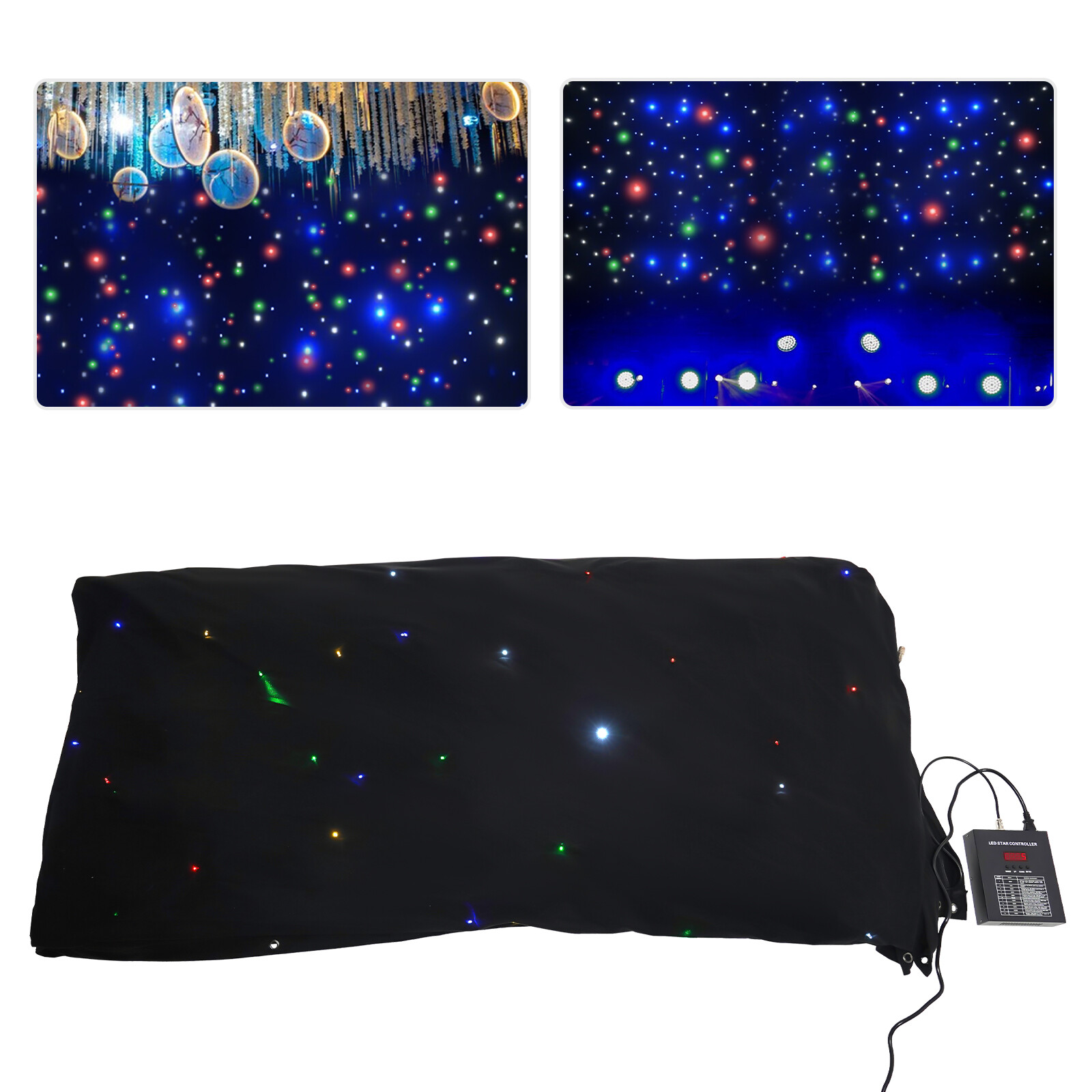 LED Stage Backdrop Star Light Curtain Backdrops Galaxy Starry Background 4mx4m