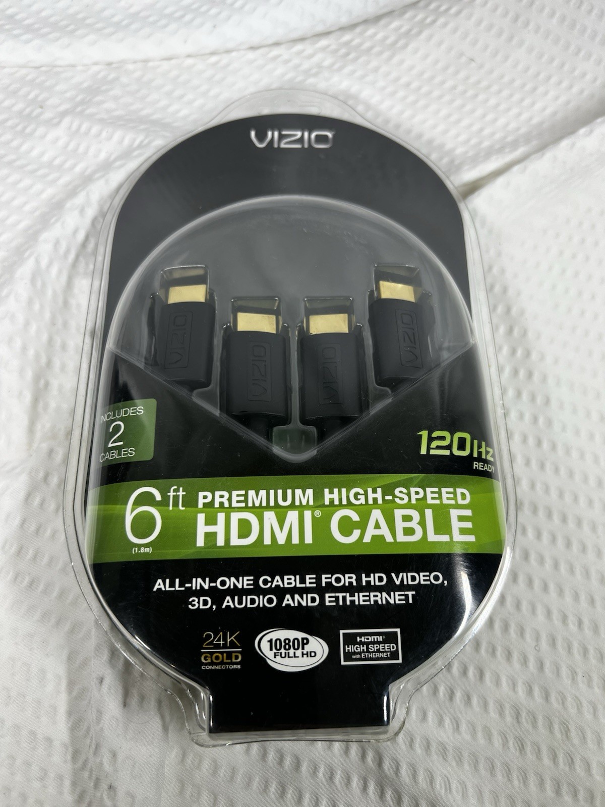VIZIO 2-pack 6 ft Universal High Speed HDMI Cable24kGold Connectors 1080P FullHD
