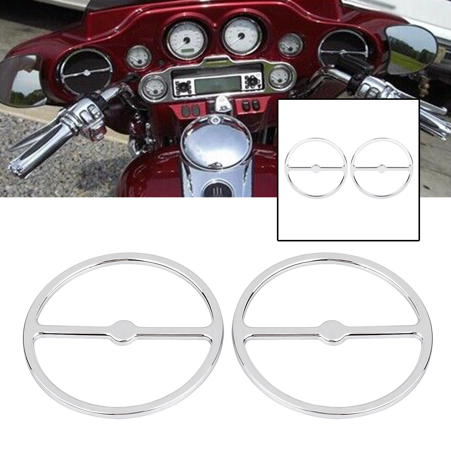 Chrome Speaker Trim Cover For Harley Electra Street Glide Police FLHTP EFI FLHTI