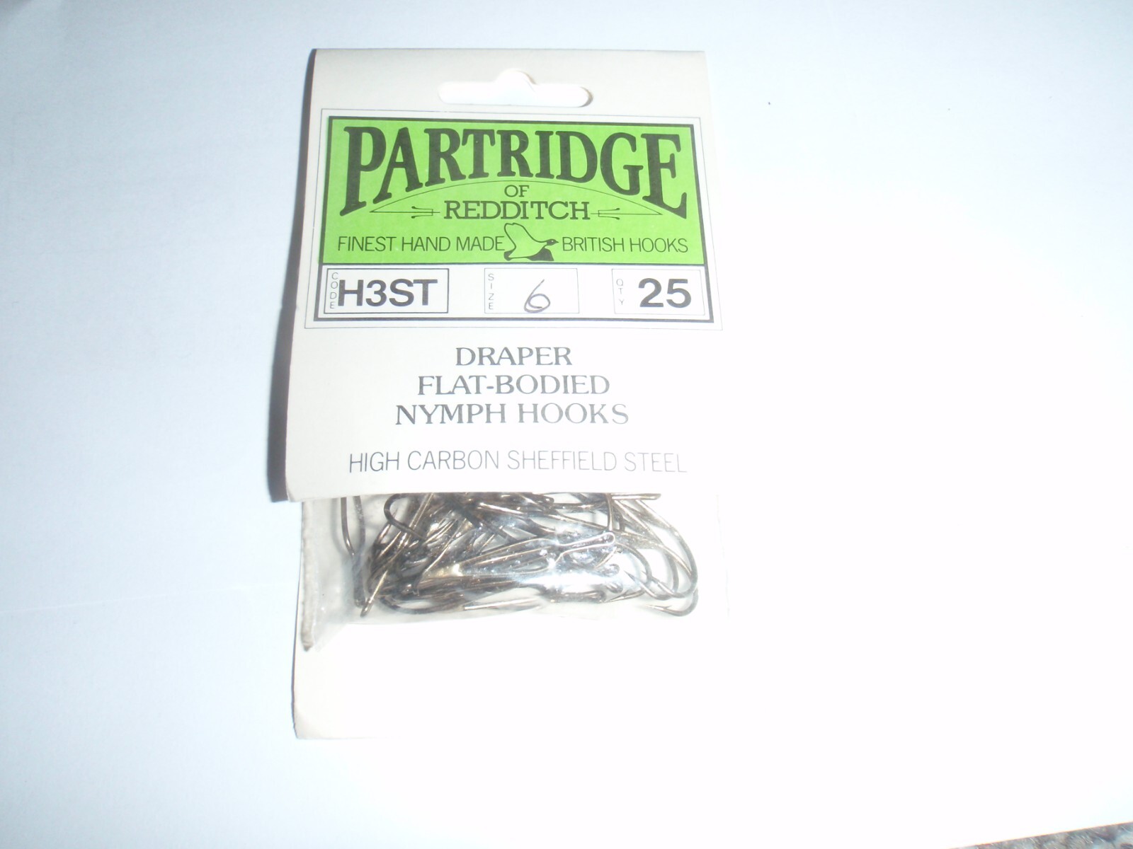 Partridge H3ST Draper flat-bodied nymph hooks - size 6